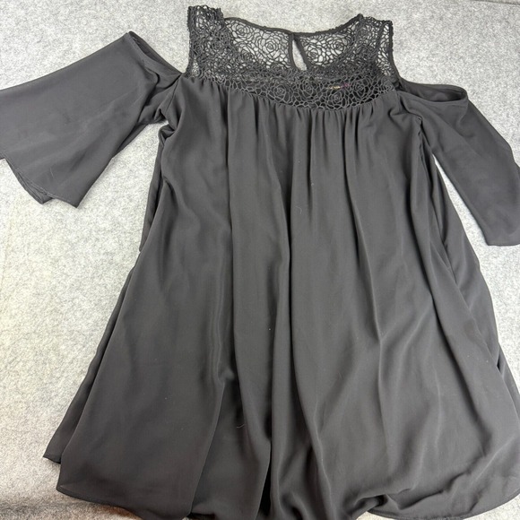 Women's Heart Soul Plus Black Lace Cold Shoulder‎ Dress LBD 1X XL - Picture 1 of 7